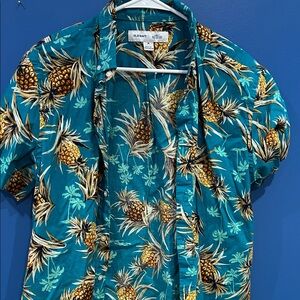Old Navy Men's Pineapple Print Teal Shirt